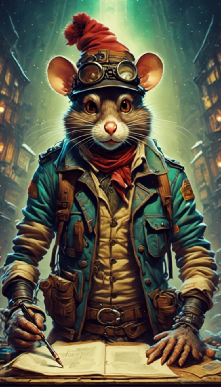 Greaser Snowman Portrait in Steampunk Synthwave Style