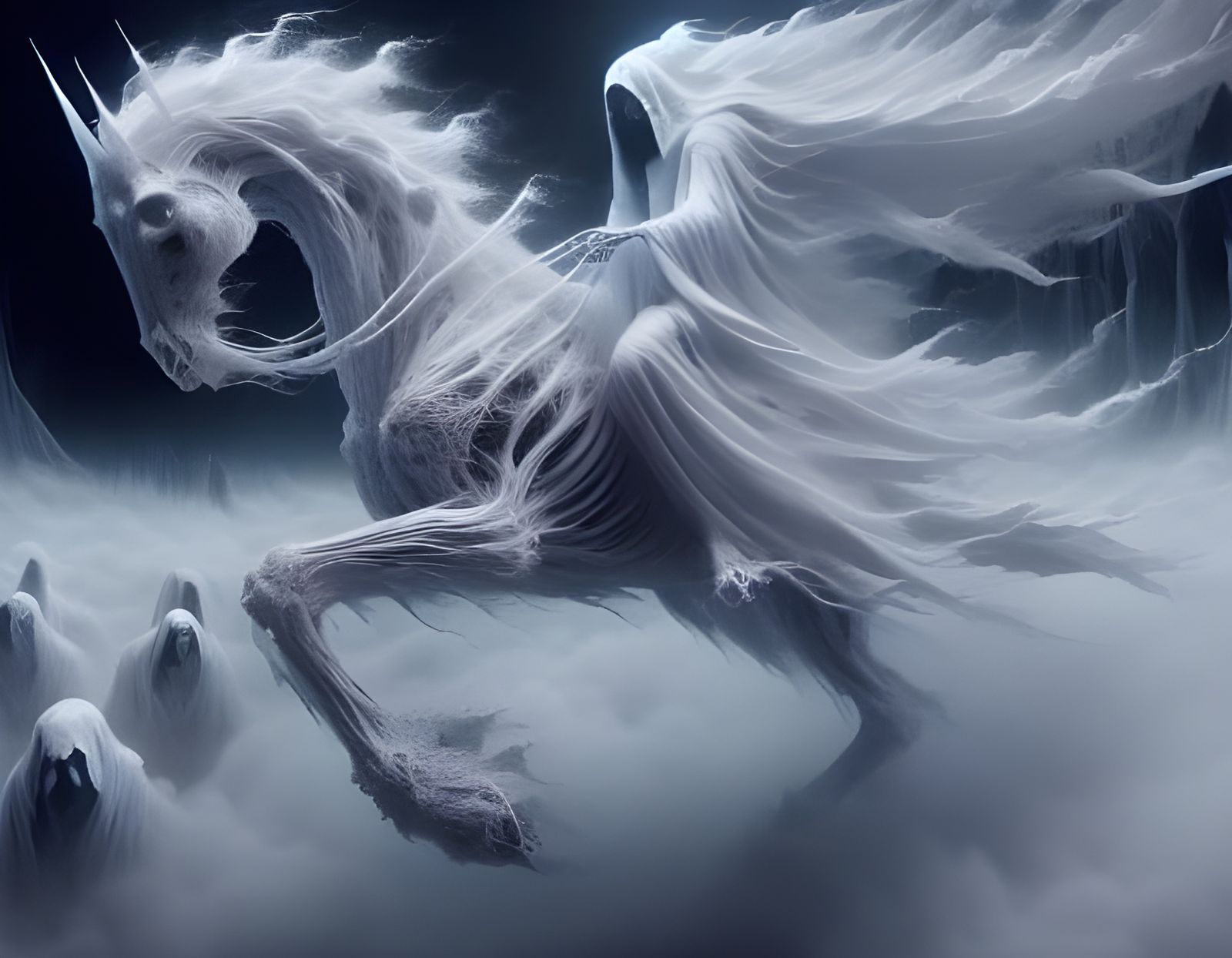 Death Rides a Ghostly Unicorn in Pink Grimdark Robes