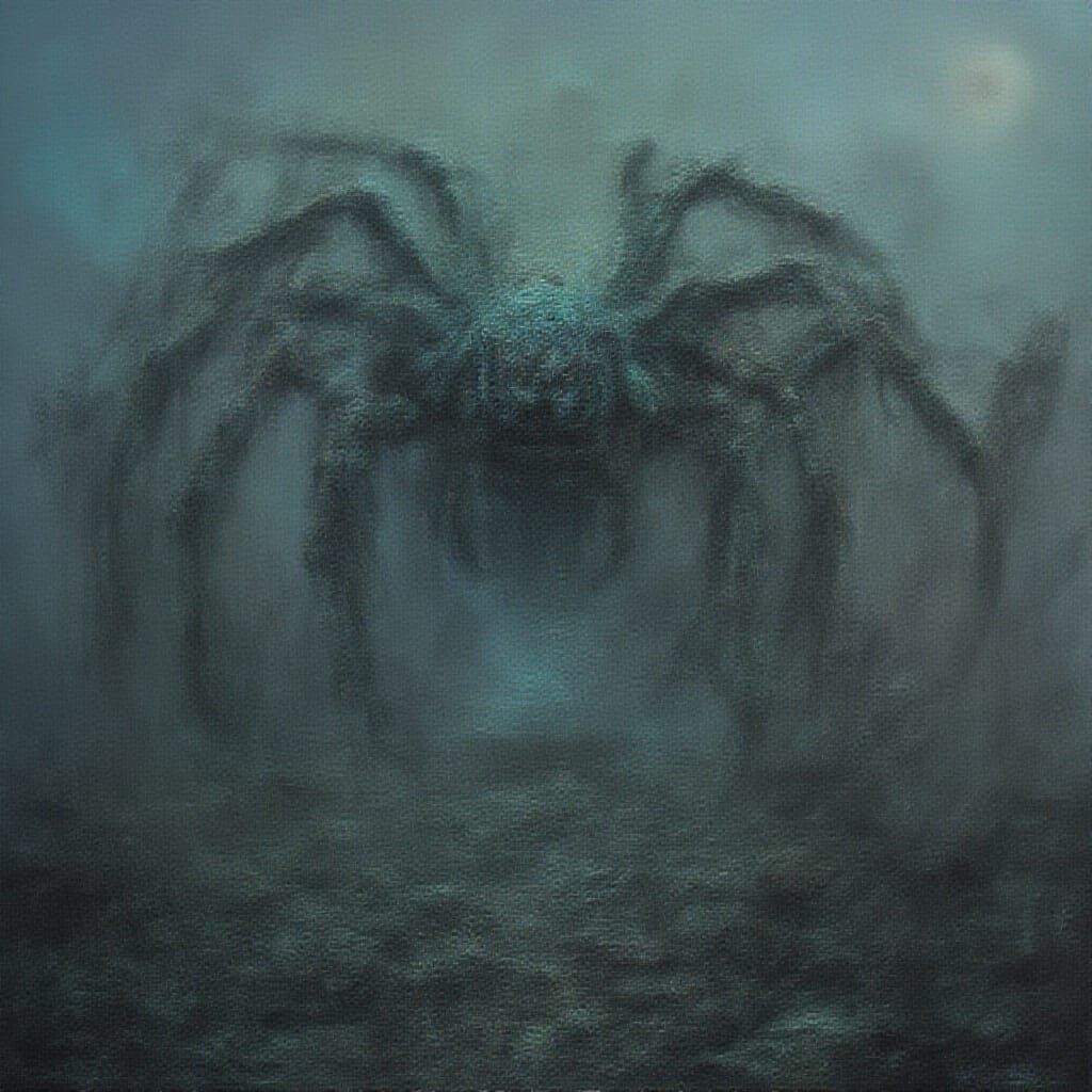 Giant Crystalline Spider on Alien Ruins