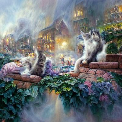Cats Doing Human Things in Ethereal Fantasy Style