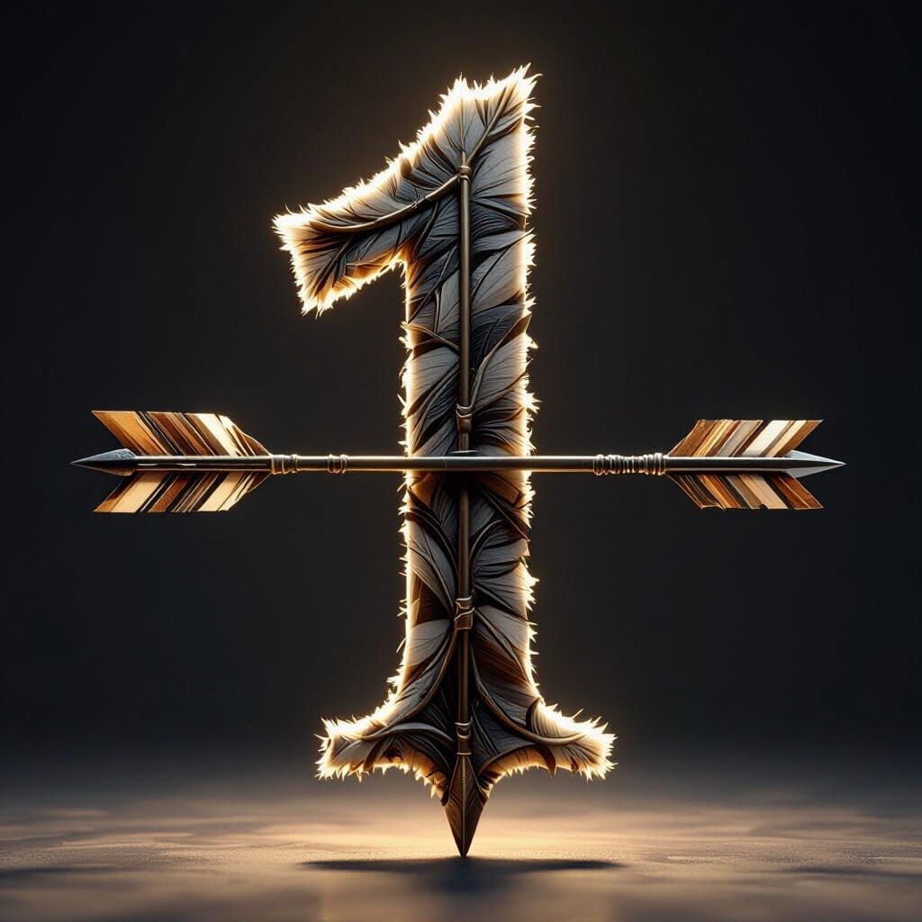Photorealistic Arrow Shaped Like Number One