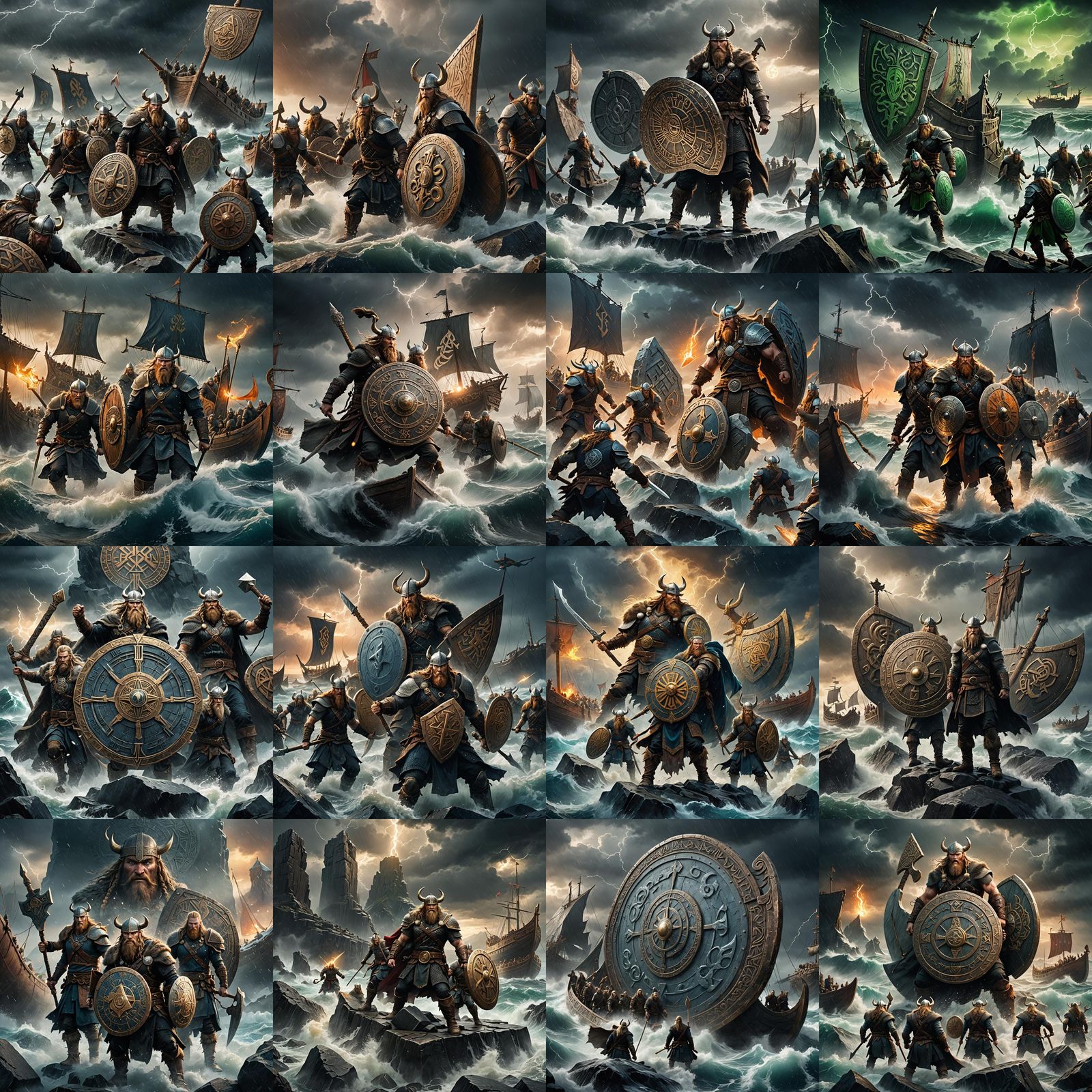 Epic Viking Scene with Valknut and Mjölnir