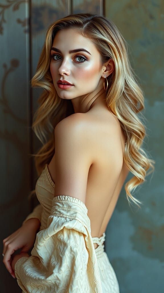 Elegant Woman with Watercolor Body Painting