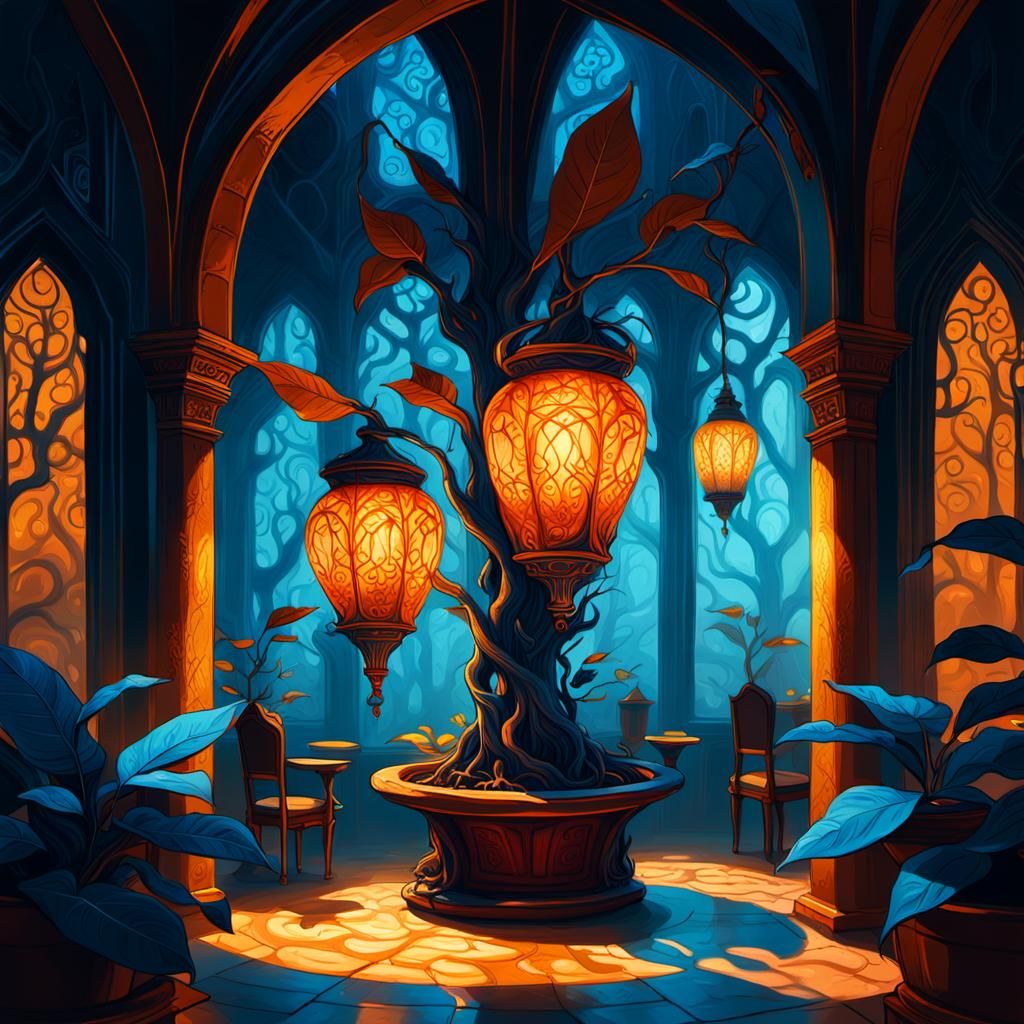 Glowing Arabica Plant in Fantasy Art Style