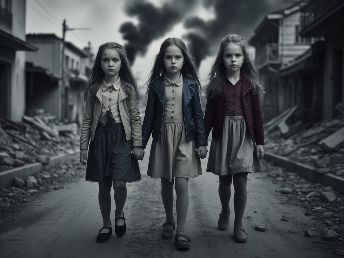 Desolate Street, Girls Amidst Ruin