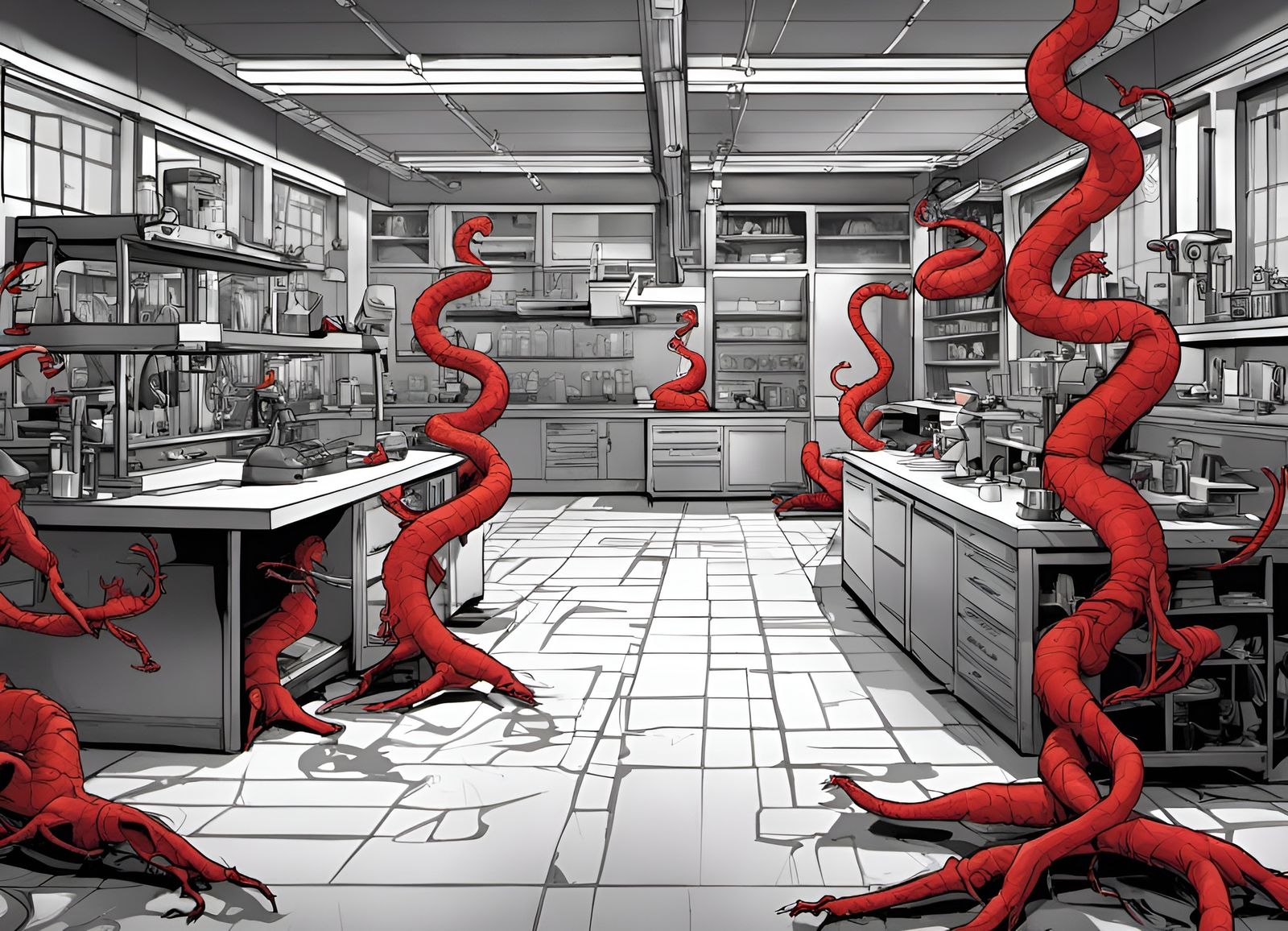 Cartoon Limbs Dance: A Humorous Horror Illustration