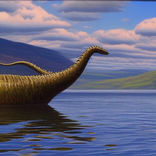 Loch Ness Monster in Oil Painting Style