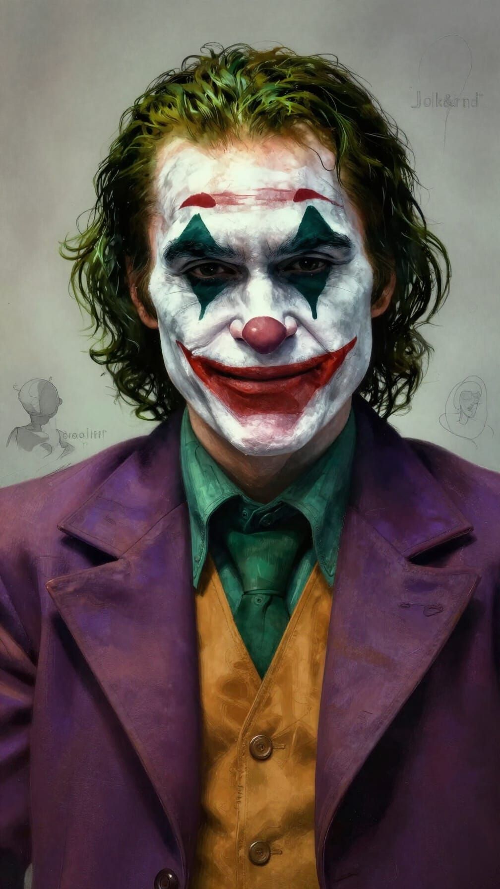 The Joker's Menacing Grin in Surreal Painterly Style