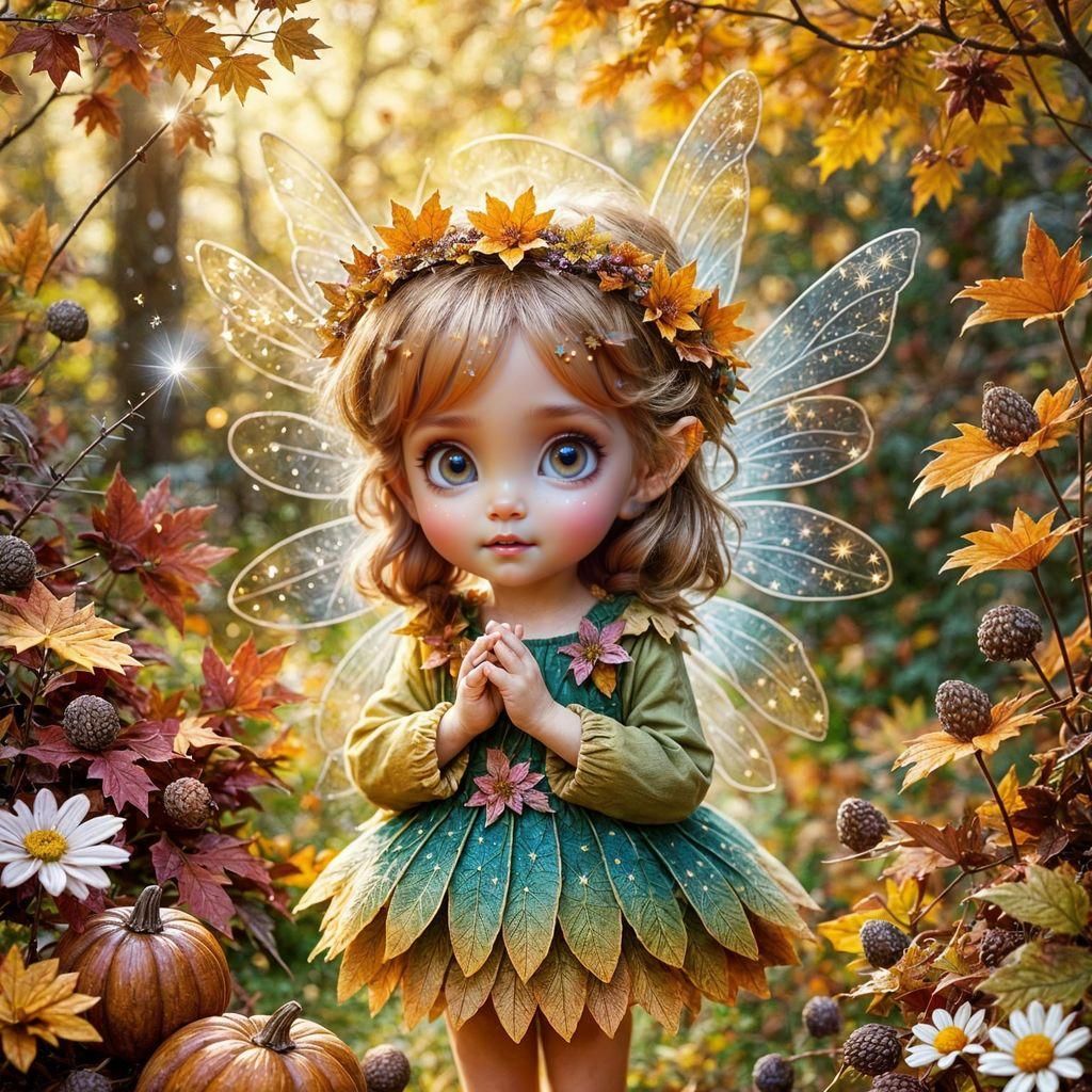 Enchanted Autumn Fairy in Magical Garden