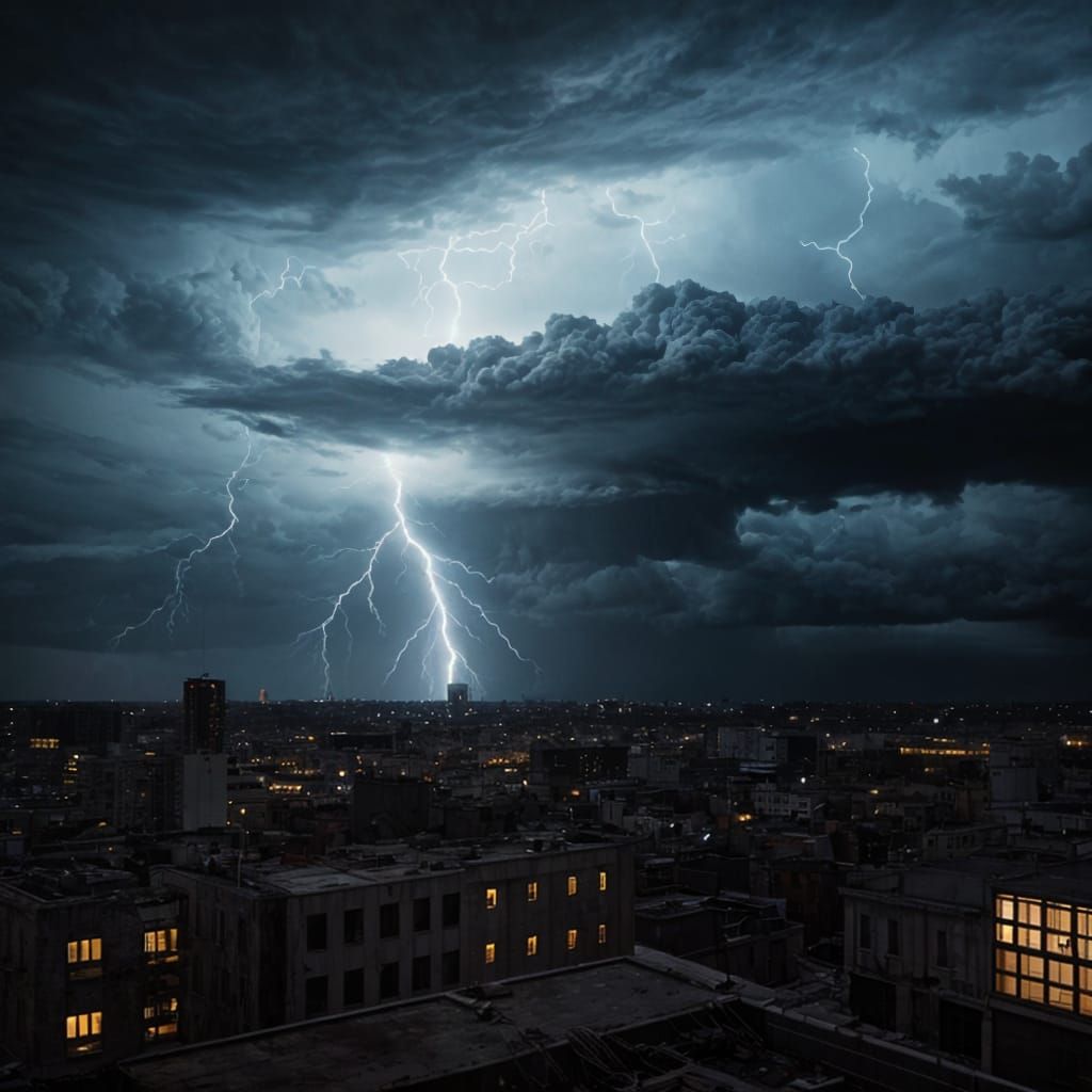 Ominous Storm Cloud Over Abandoned Cityscape