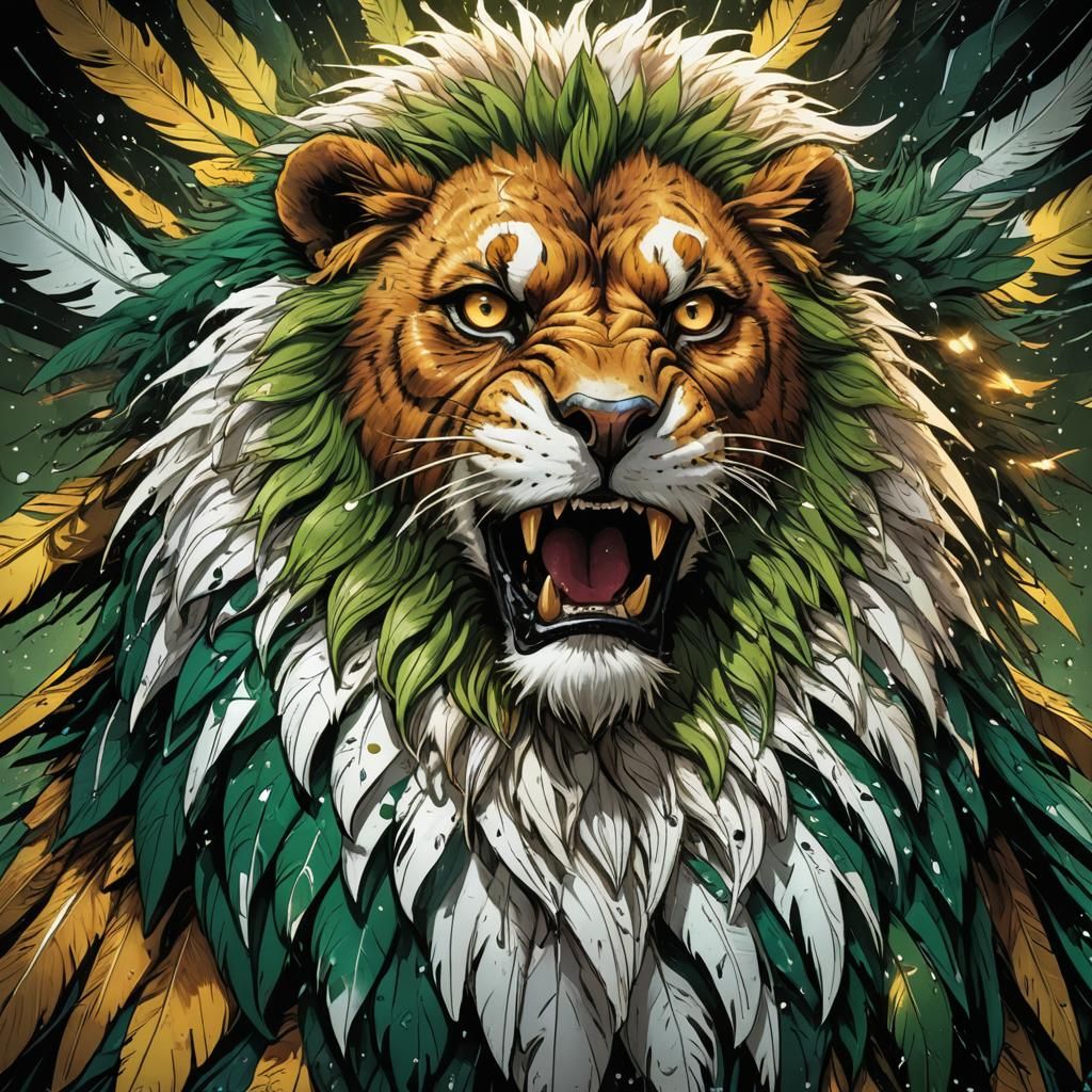 Trapped Eagle-Lion in Comic Book Style