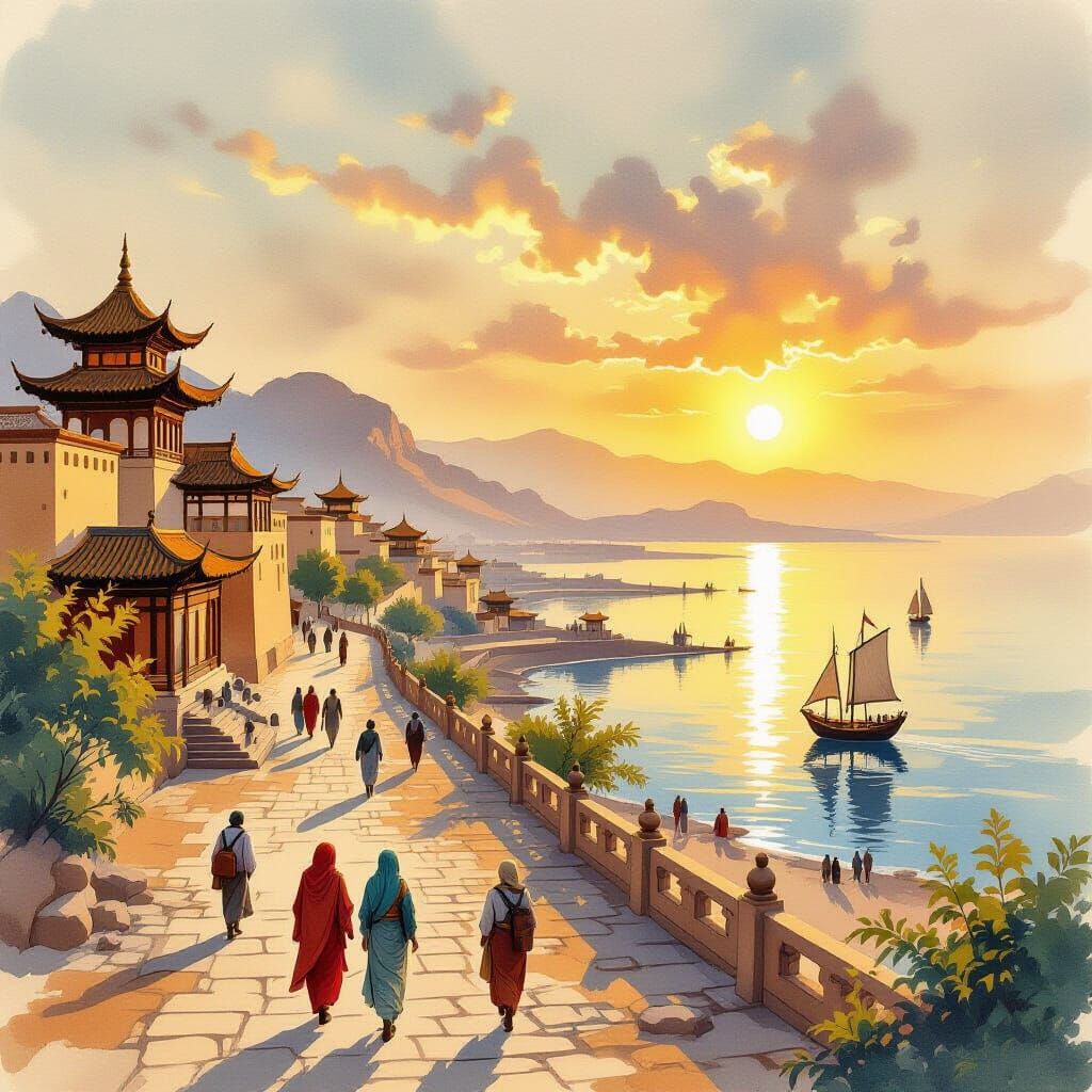 Silk Road Journey: Desert to East Asia in Digital Painting