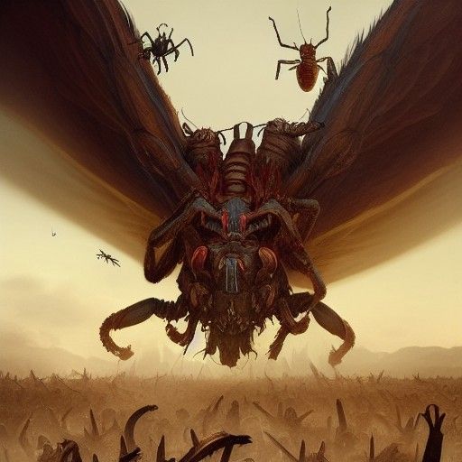 Insect God of War Over Dead Soldiers