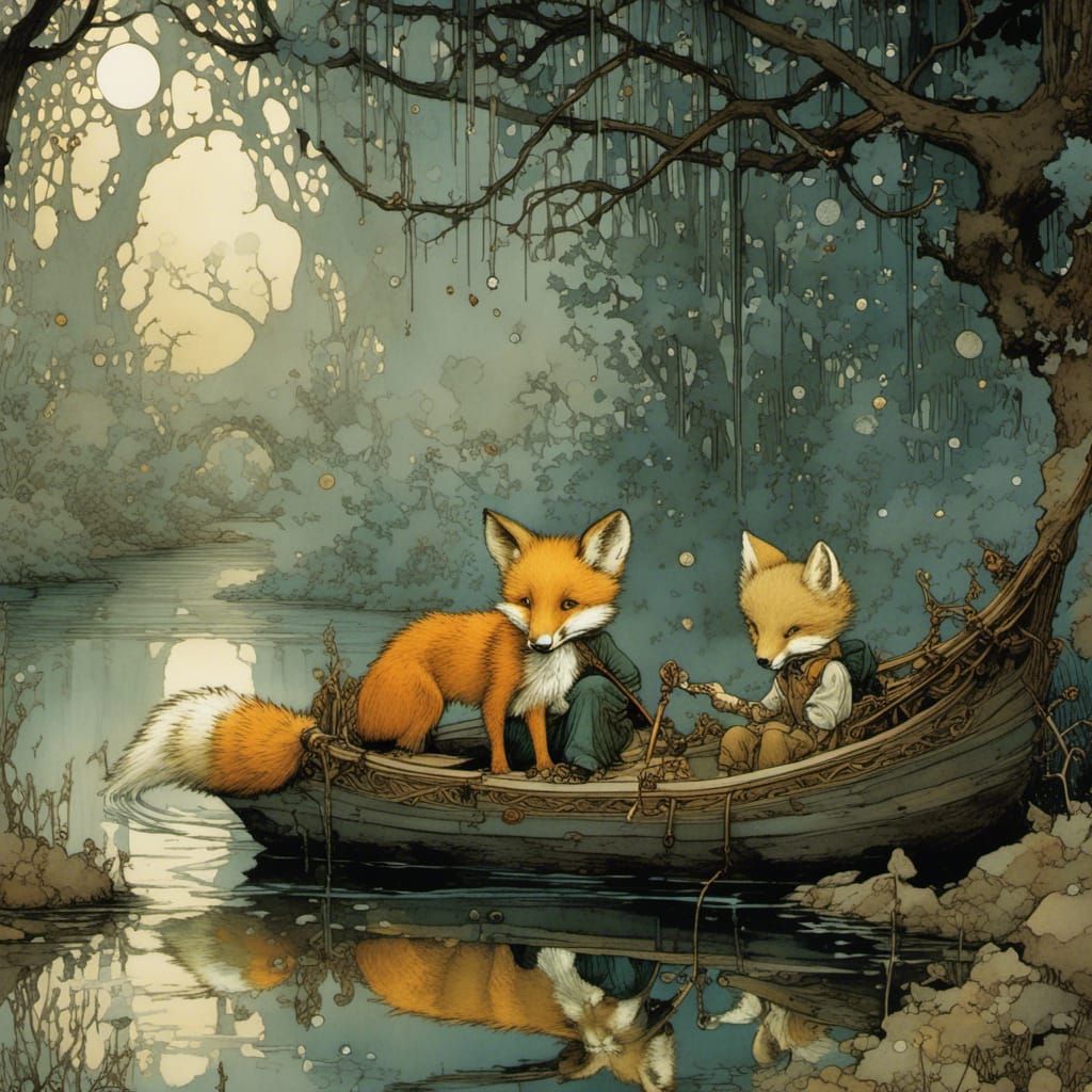 Little Prince Befriends Fox: Intricate Illustration