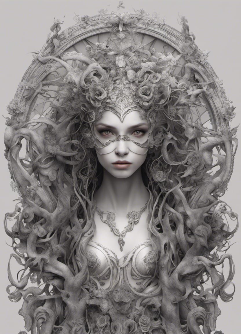 Sinister Gothic Goddess with Red Eyes