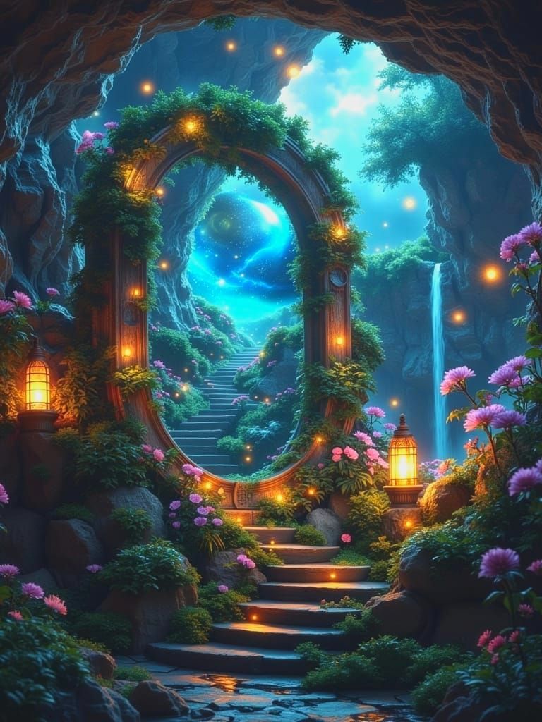 Dreamlike Cosmic Landscape in Vibrant Oil Painting Style