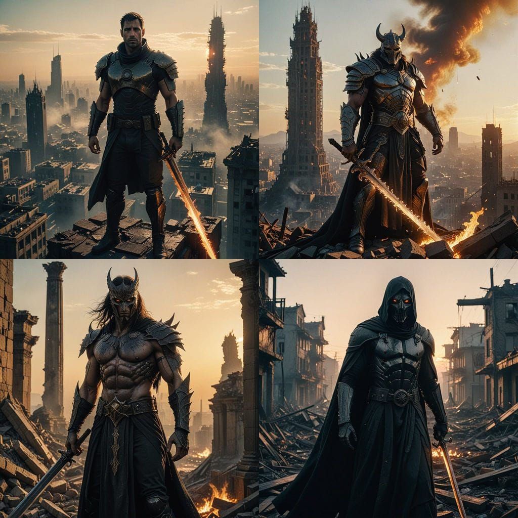 Dark Demi God Ignites Burning City with Fiery Sword in Cinem...