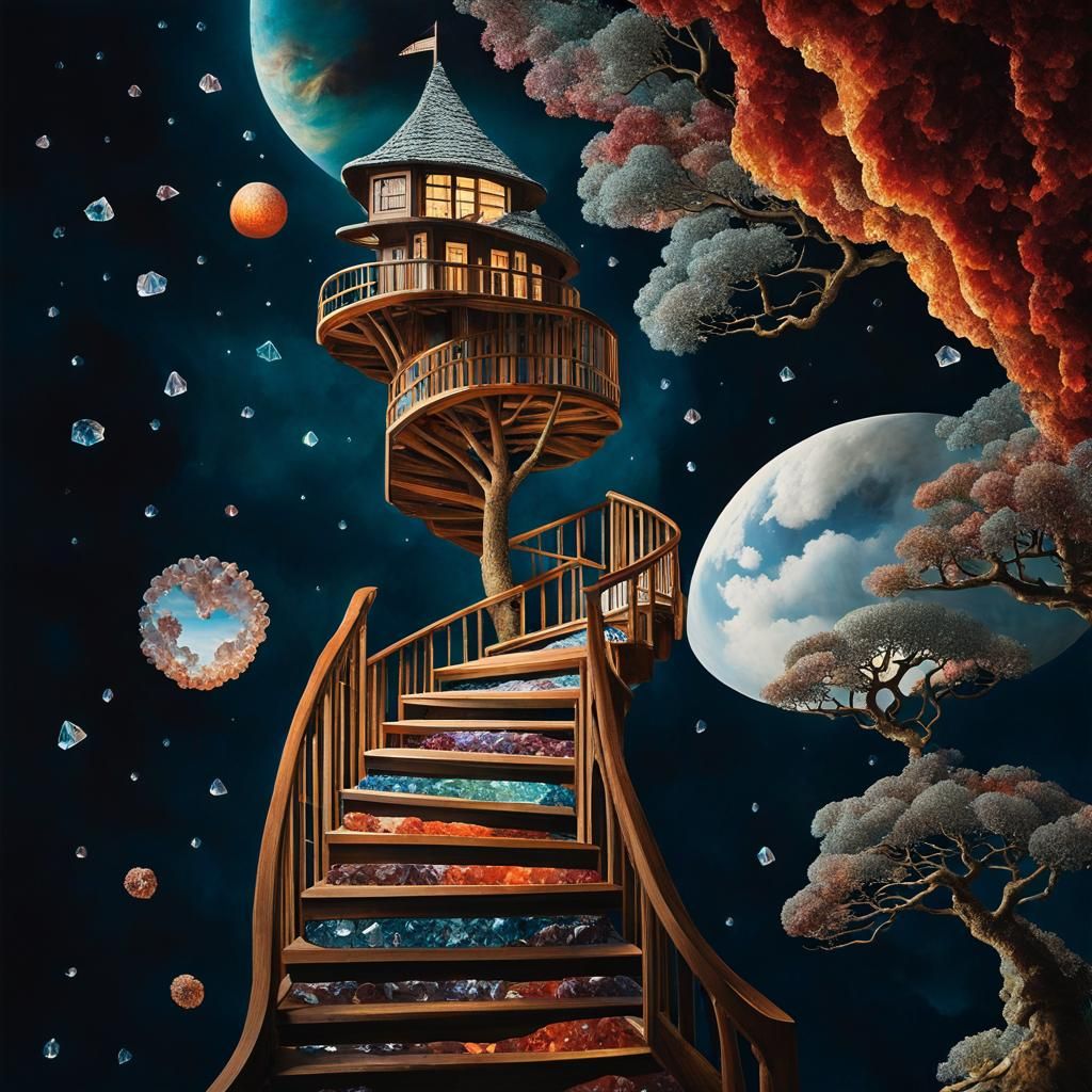 Surreal Stargate Scene in Impasto Style