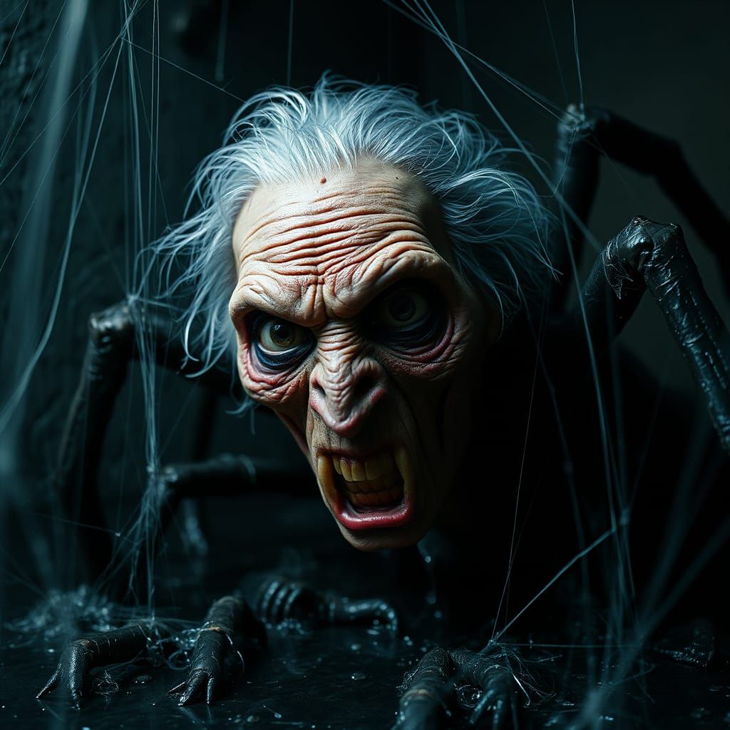 Grotesque Spider Hag in a Macabre Cinematic Vision