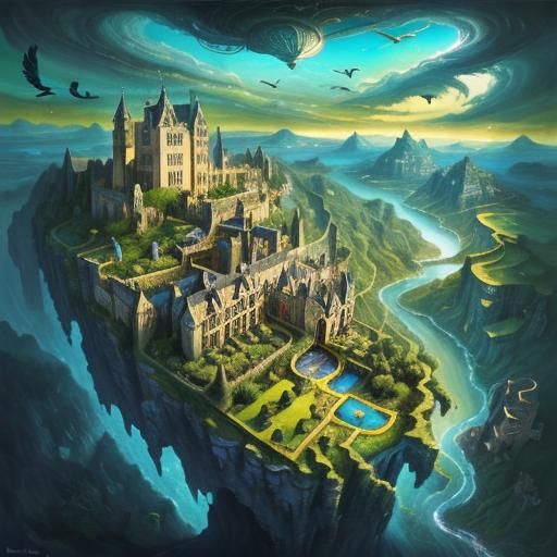 Surreal Country House in Abstract Landscape