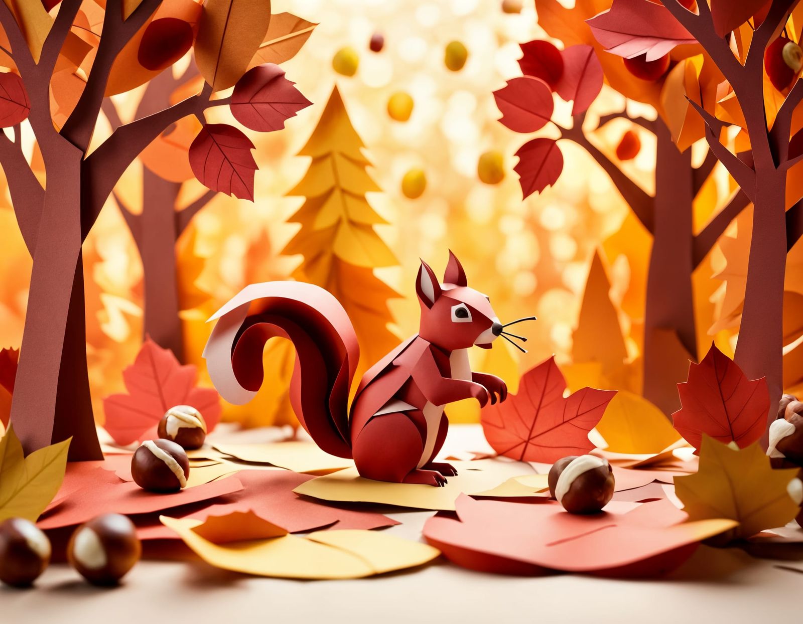 Autumn Paper Garden Model in 3D