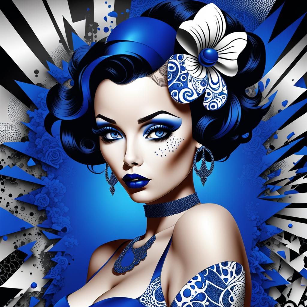 Hip Hop Betty Boop in Black and White Graffiti Art