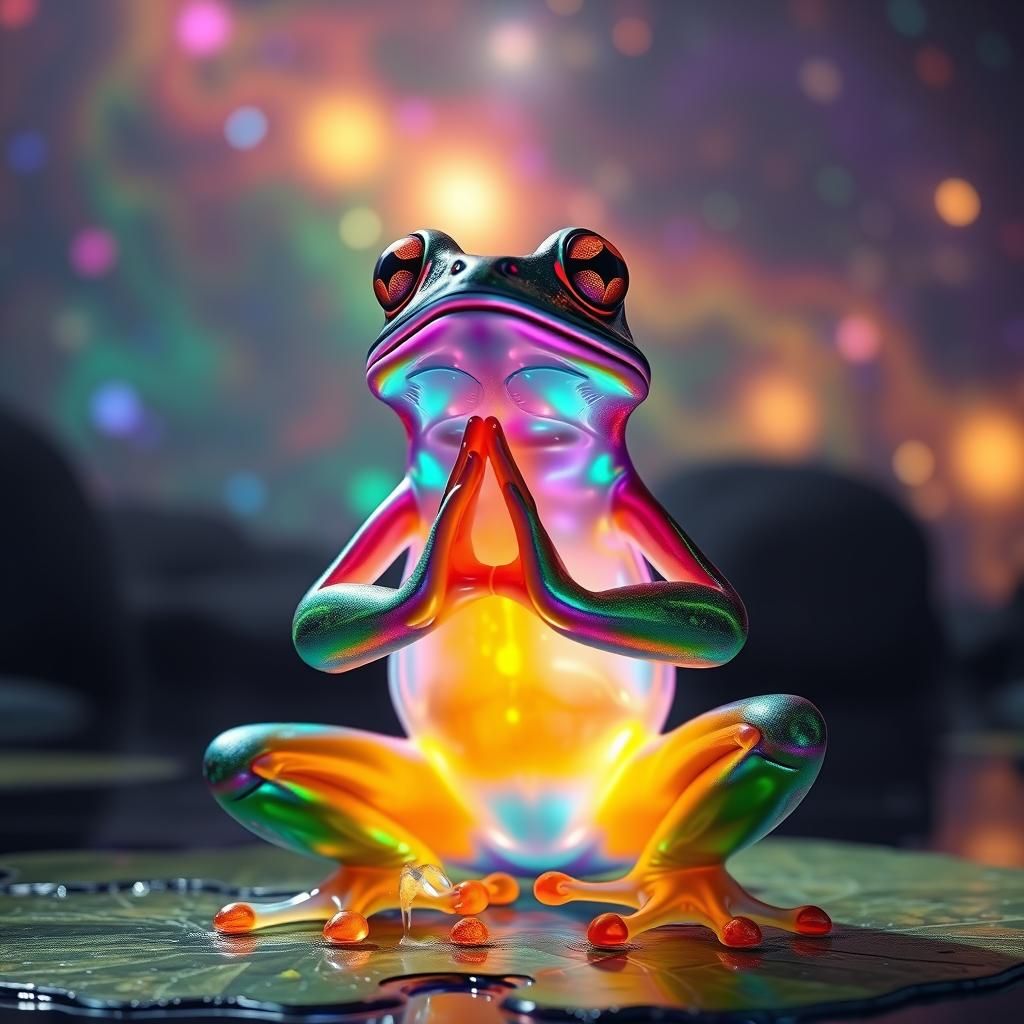 Cosmic Frog Doing Yoga: Detailed Matte Painting
