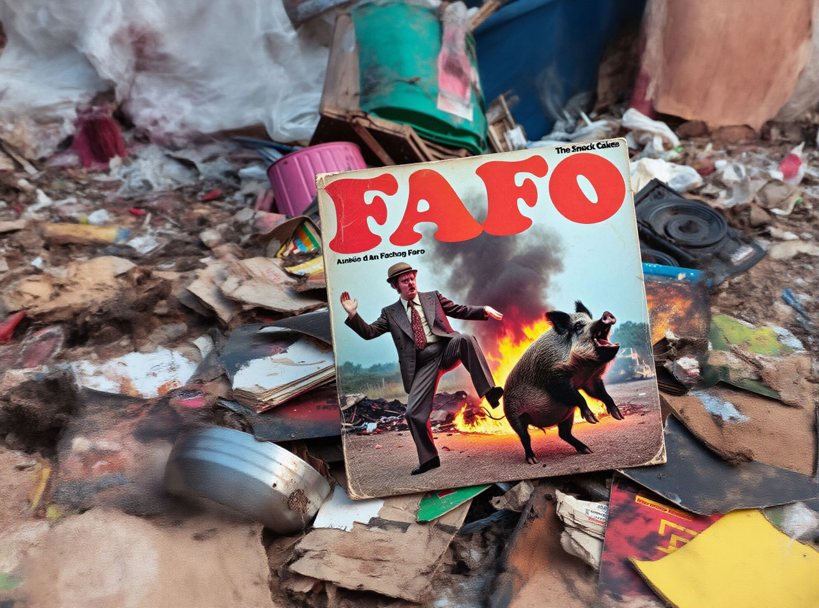 Vintage Album Cover: Man Dancing with Hog