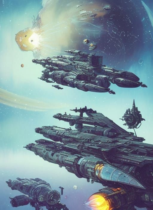 Epic Spaceship Battle Near a Planet