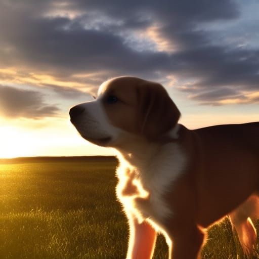 Golden Puppy in Divine Sunset Light