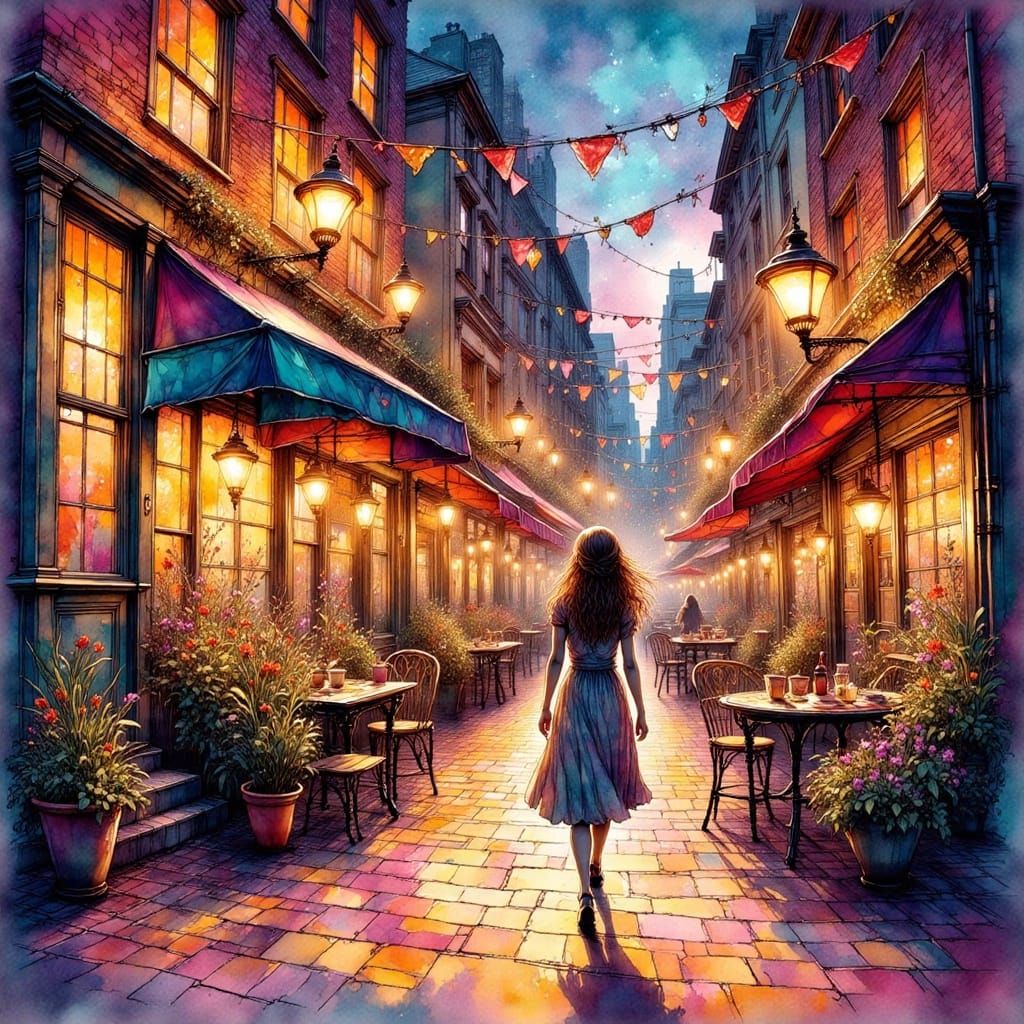 Woman with Revelation and Opportunity in Ink Style