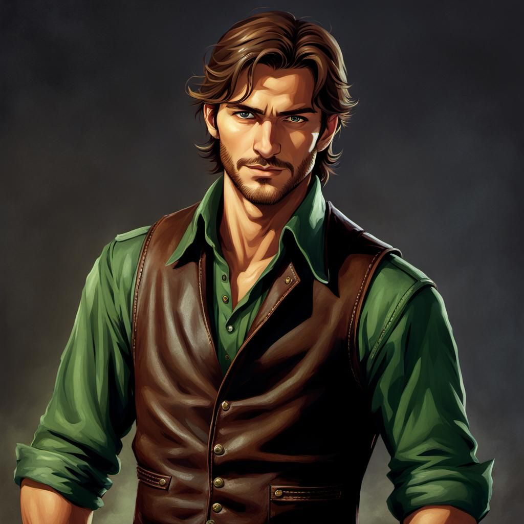 Roguish Man with Brown Hair in Fantasy Art
