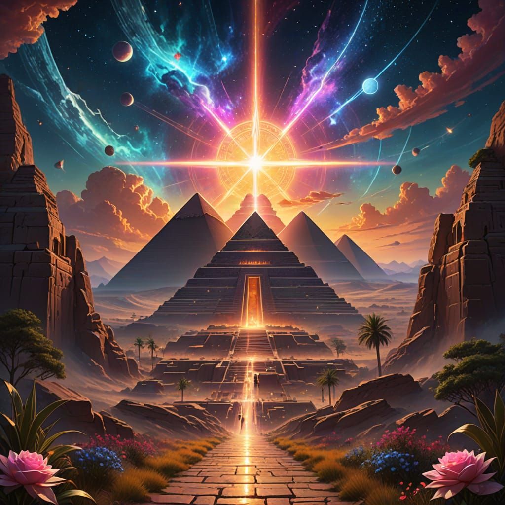 Neo-Egyptian Cosmic Renaissance Figure Ascends