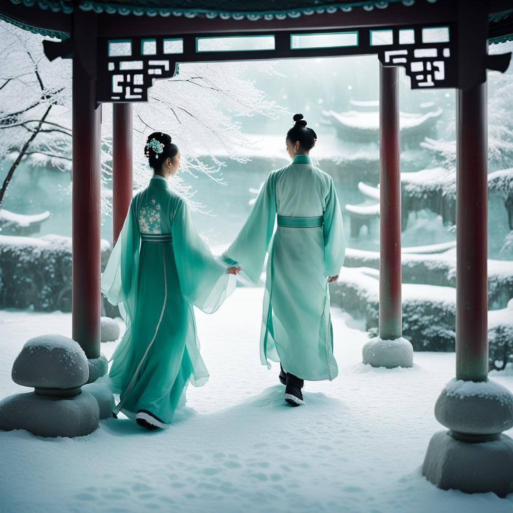 Ethereal Chinese Garden Wedding in Graffiti Art Style
