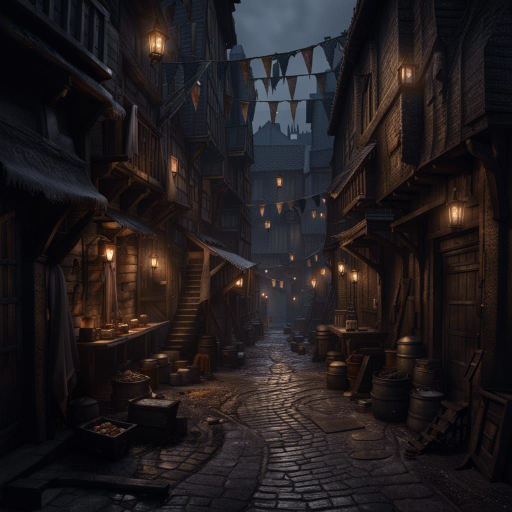 Dark Fantasy Slum Alley in Unreal Engine
