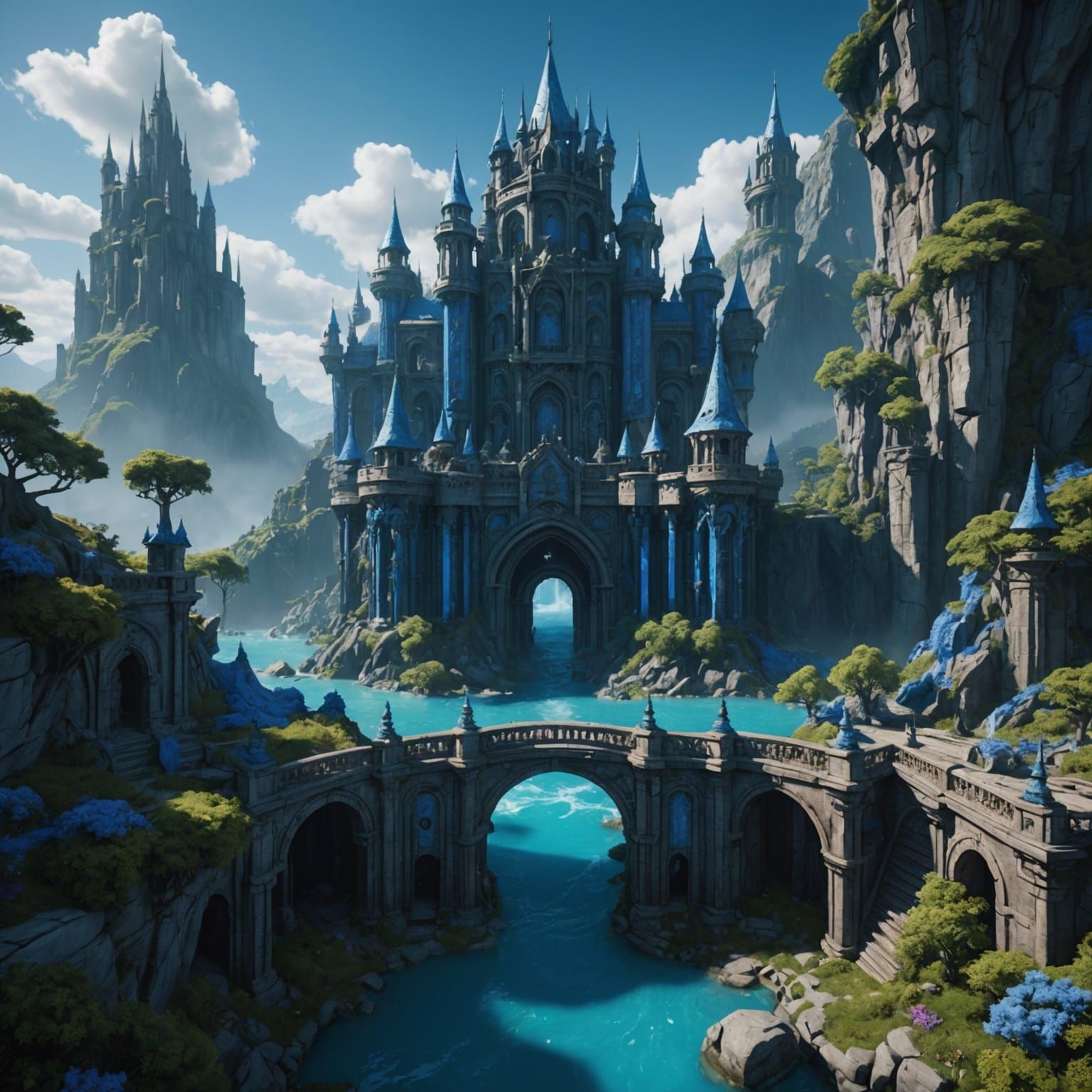 Blue Fantastical Matte Painting in 8K Resolution