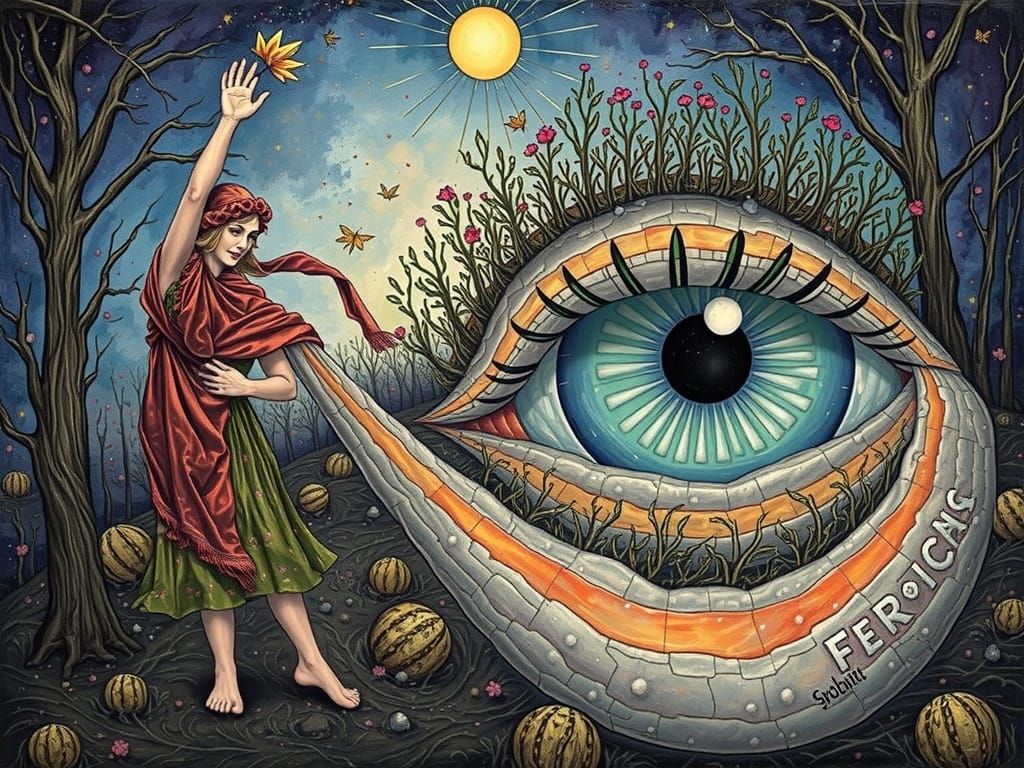 Cosmic Autumn Landscape in Graphite Style