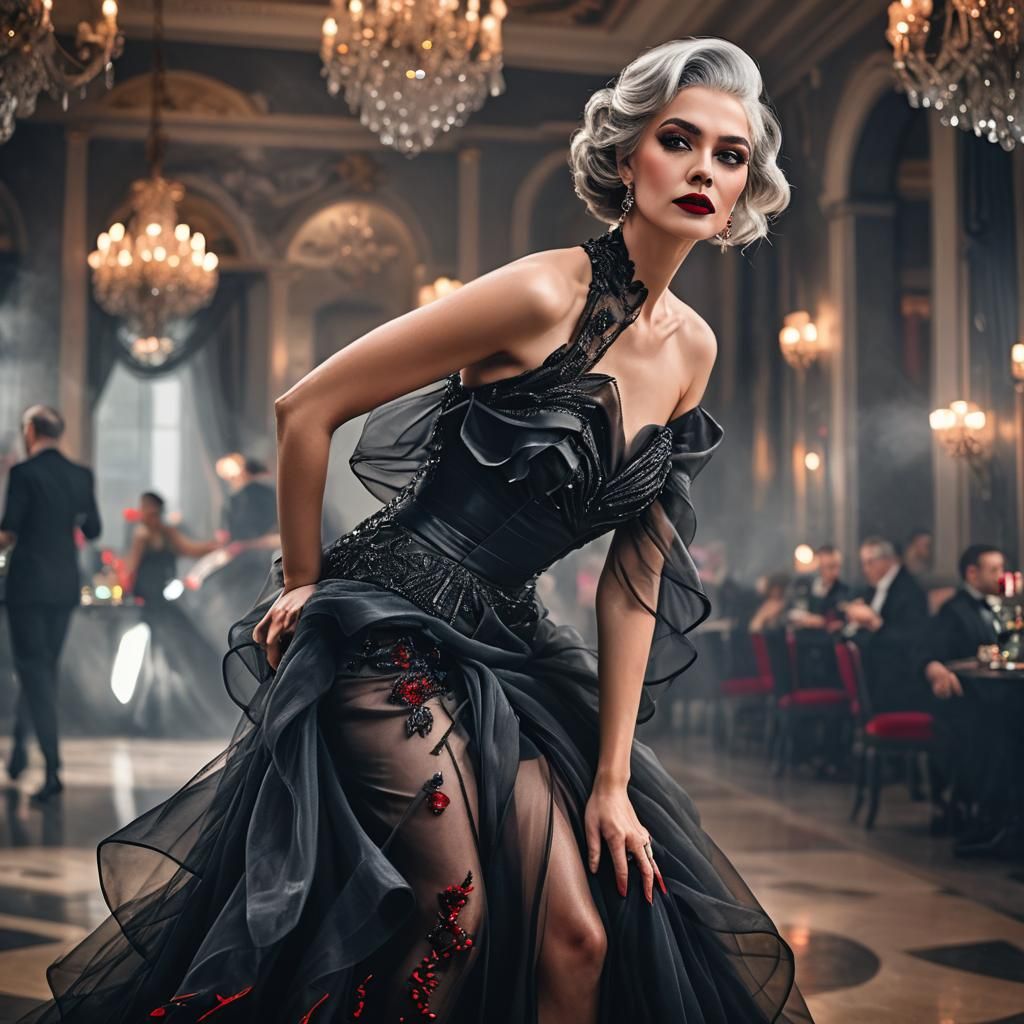 Elegant Woman in Lavish Ballroom: Editorial Portrait