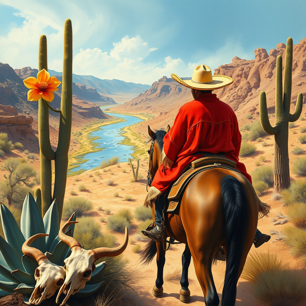 Vaquero Bandit in Baja California: Gouache Style