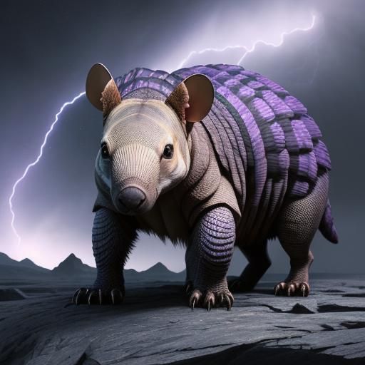 Sabertooth Armadillo Geode in Space Storm, Digital Art