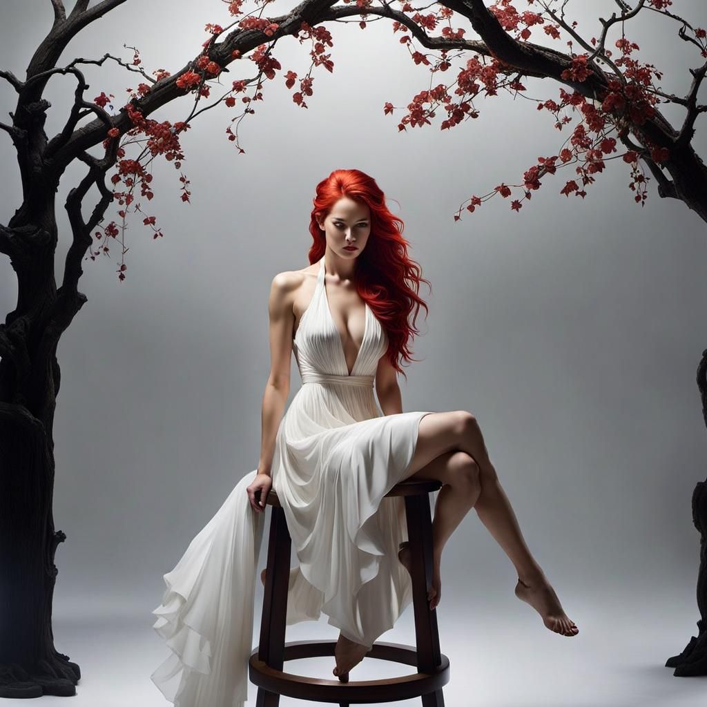 Ethereal Irish Girl Silhouette with Flowing Hair