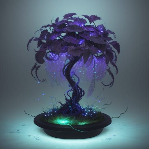 Glowing Violet Vine in Hypnotic Bloom, in Cyberpunk Style