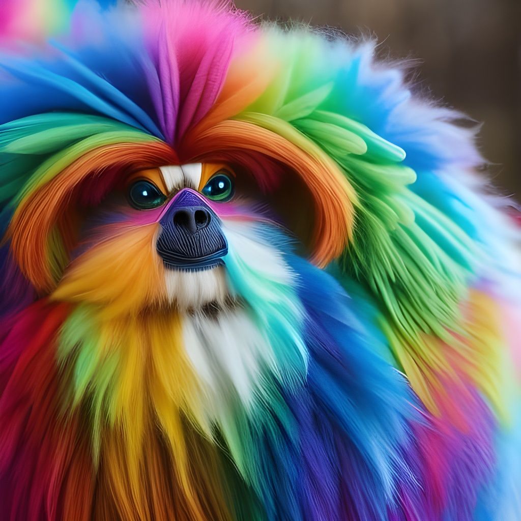 Rainbow Wookie Portrait with Zardozi Embroidery