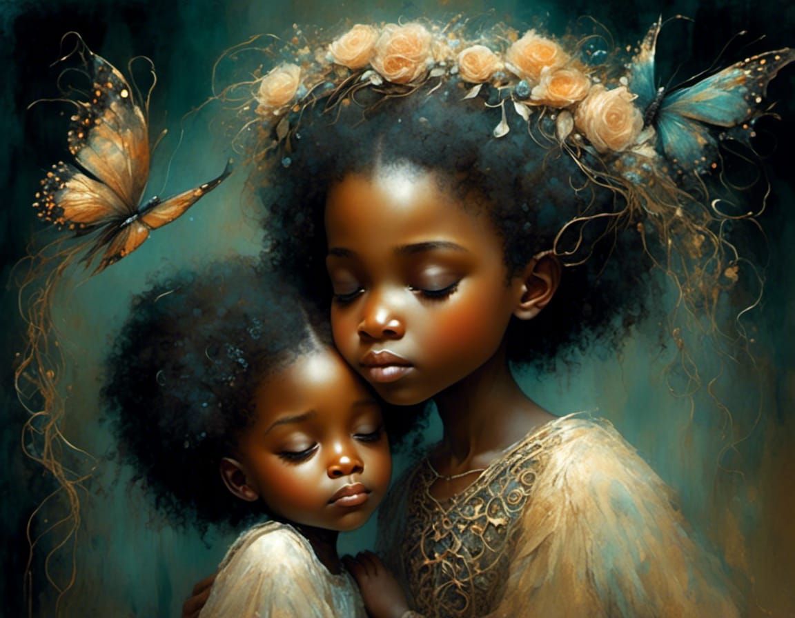 Heartwarming Embrace: Brother and Sister in Fantasy Art