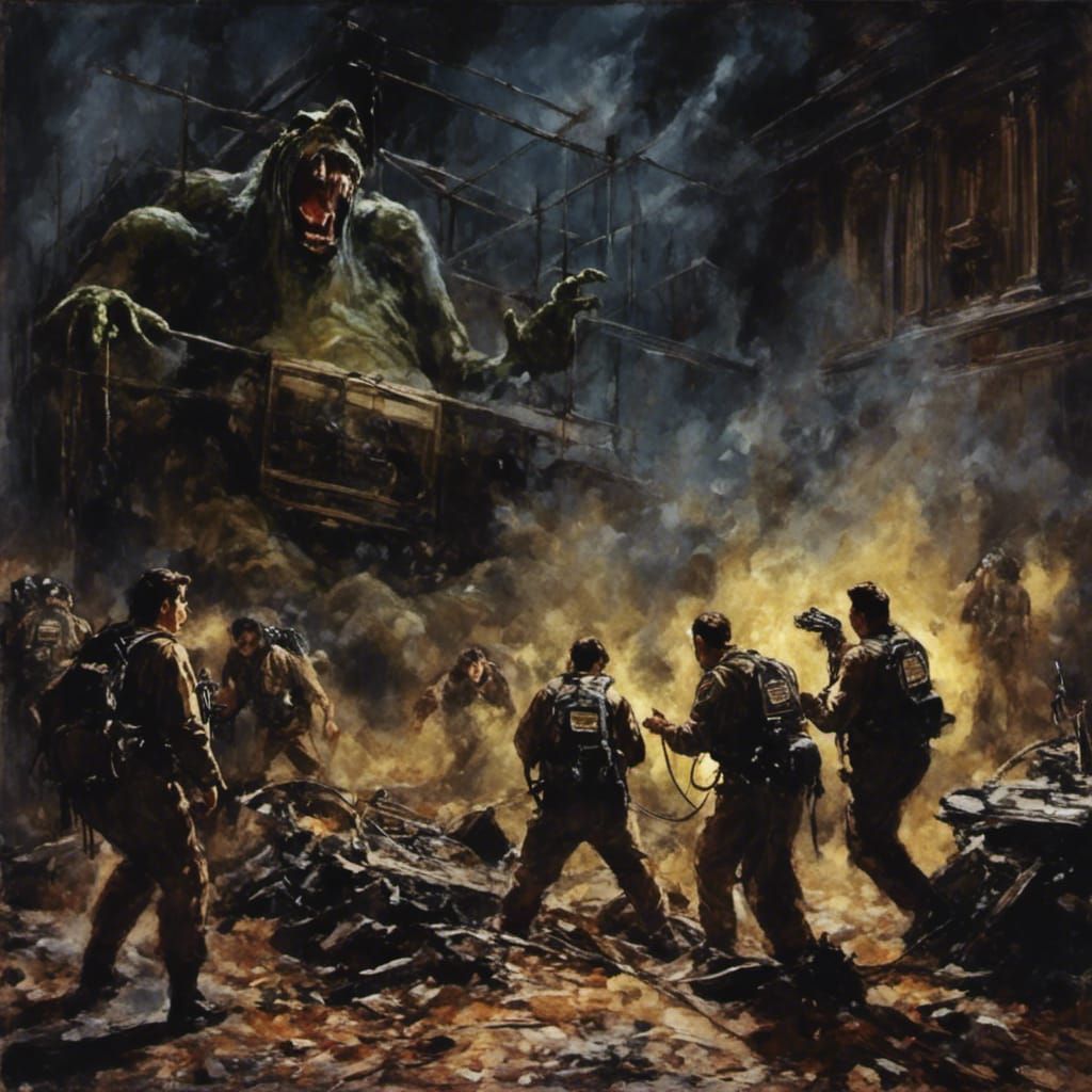 Ghostbusters Trapping a Ghost: Movie Concept Art