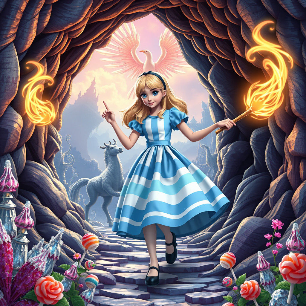 Alice's Fiery Exit: A Candyland Centaur Shadow