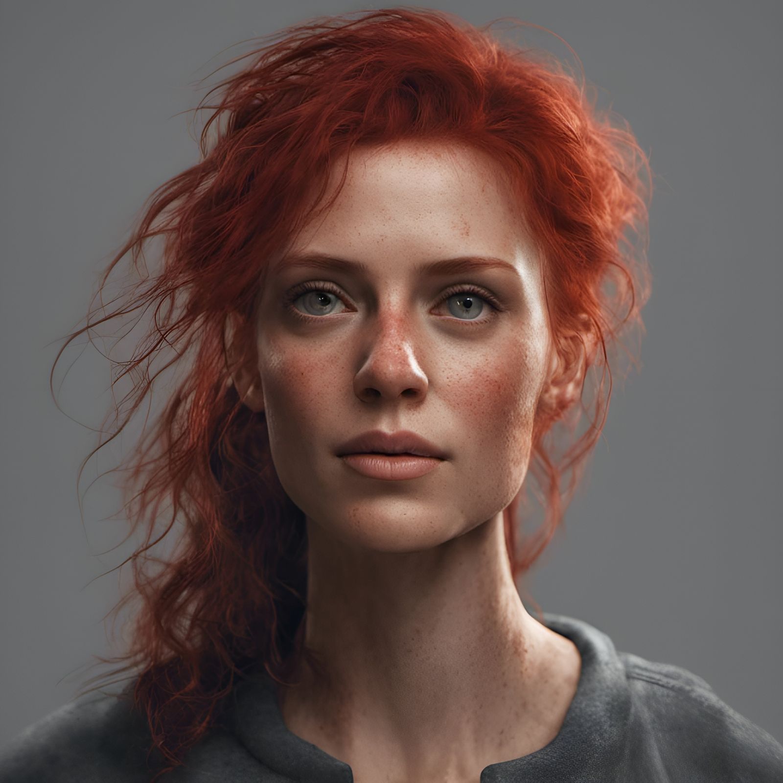 Realistic Redhead Woman Portrait in Cinematic Lighting