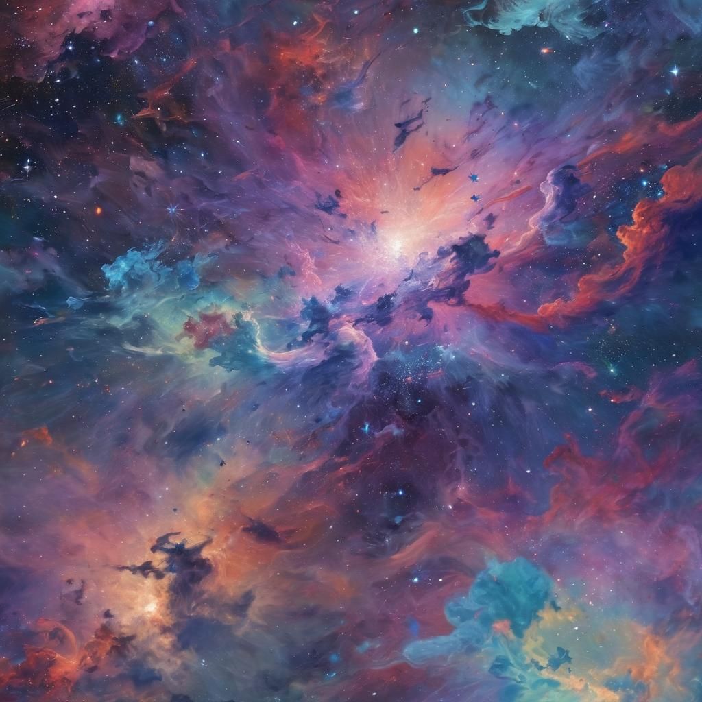 Ethereal Stardust in Space as Oil Painting
