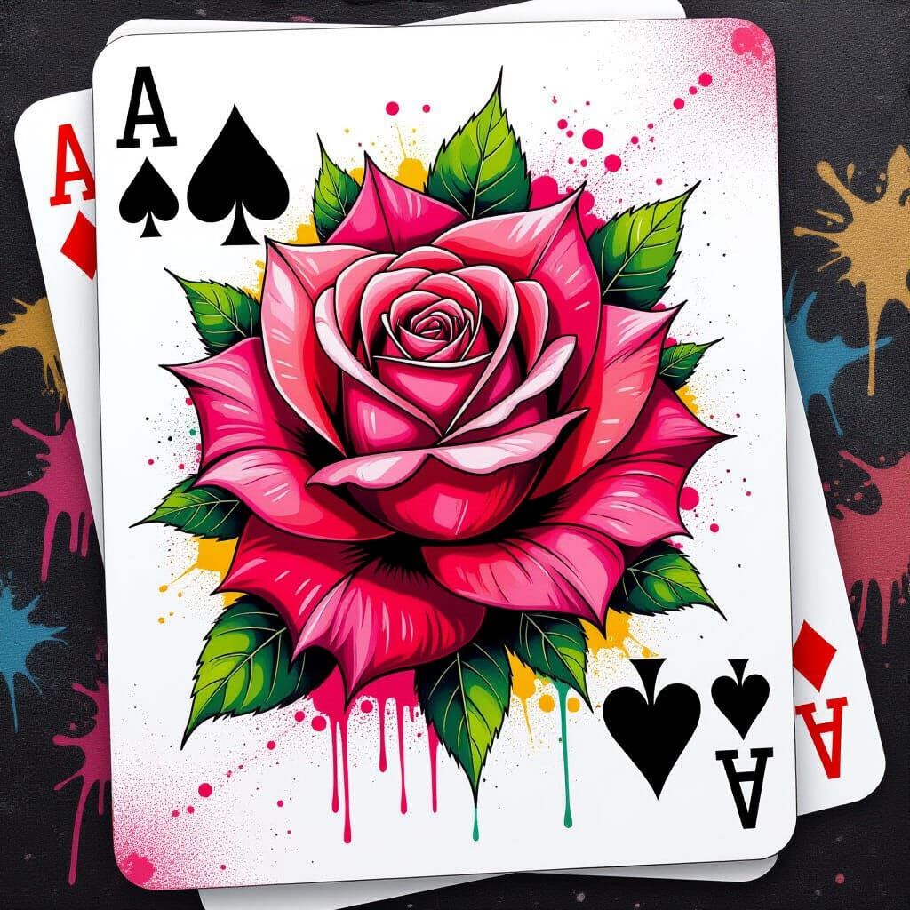 Sugar Rose Aces Playing Cards in Graffiti Street Art