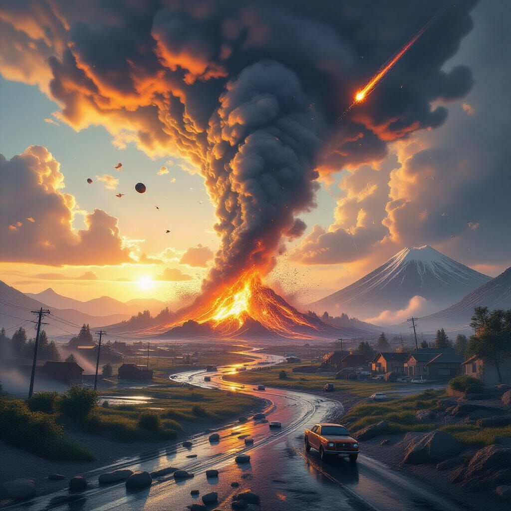 Apocalyptic Landscape with Natural Disasters